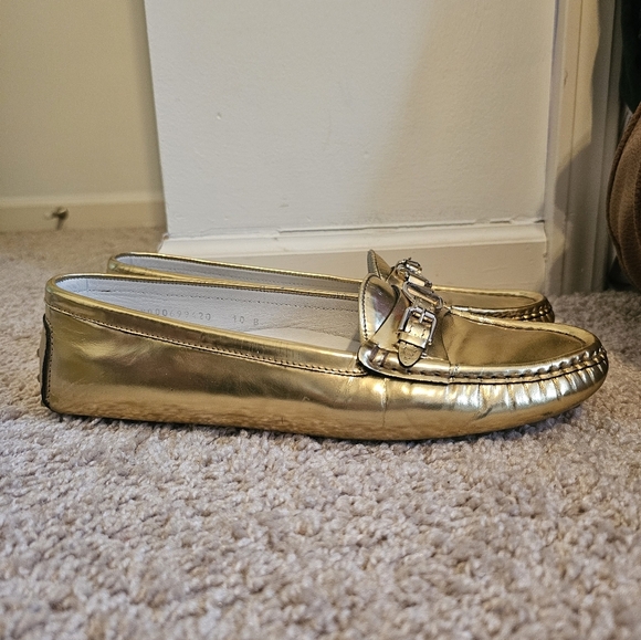 RALPH LAUREN Purple Label Made In Italy Gold Loafers Size 10B - Picture 3 of 10